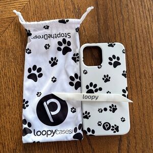 Loopy Case Black and White Paw Print Phone Case for iPhone 12